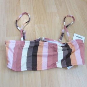 Sahara Brown Multi Striped Bandeau Bikini Top